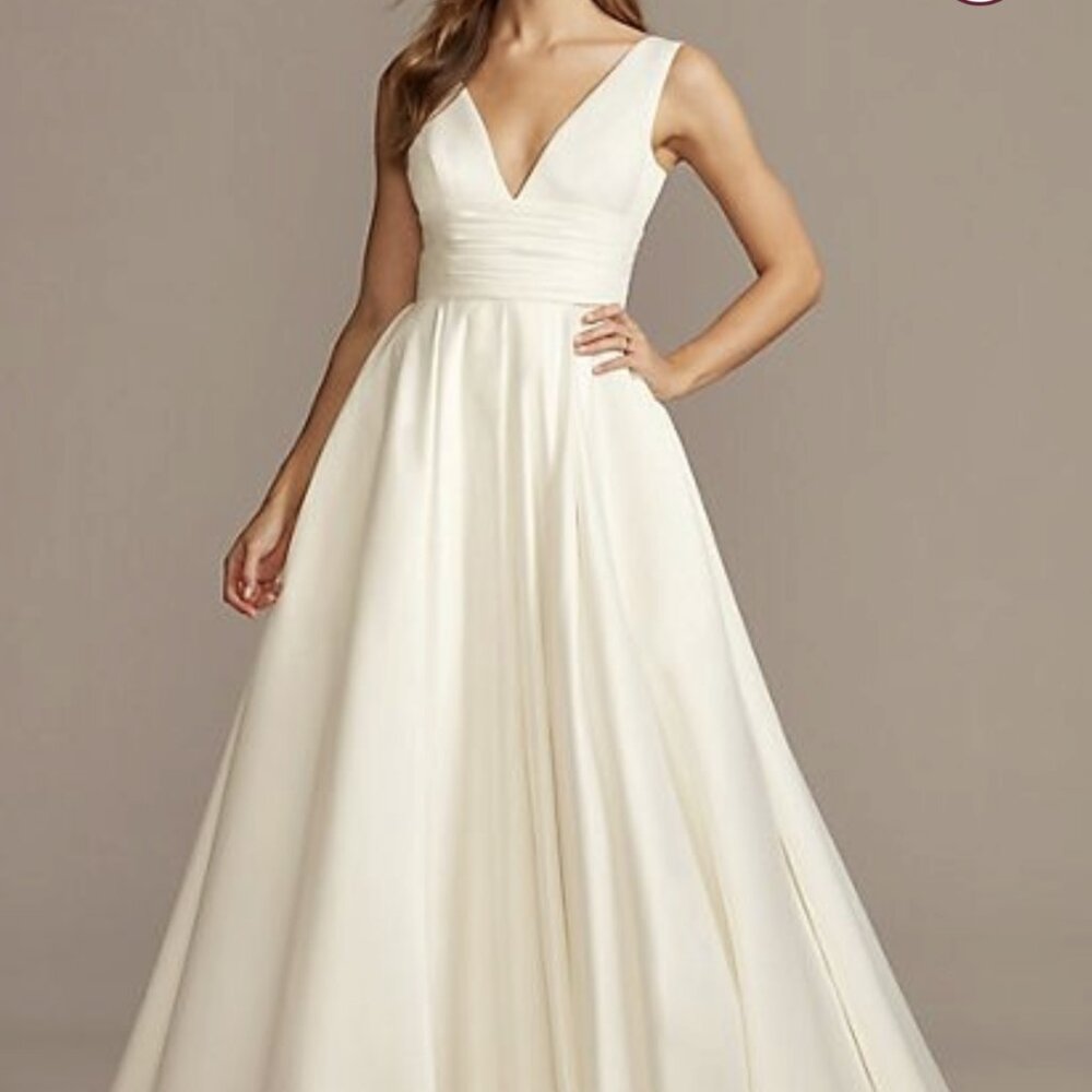 Satin Cummerbund Ball Gown Wedding Dress V3848